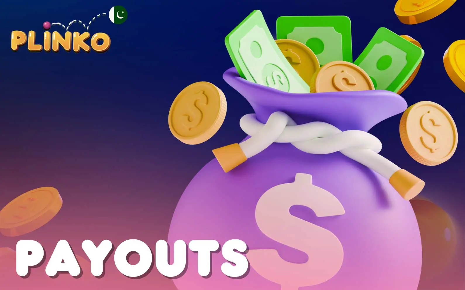 The payout depends on where the ball lands in the Plinko