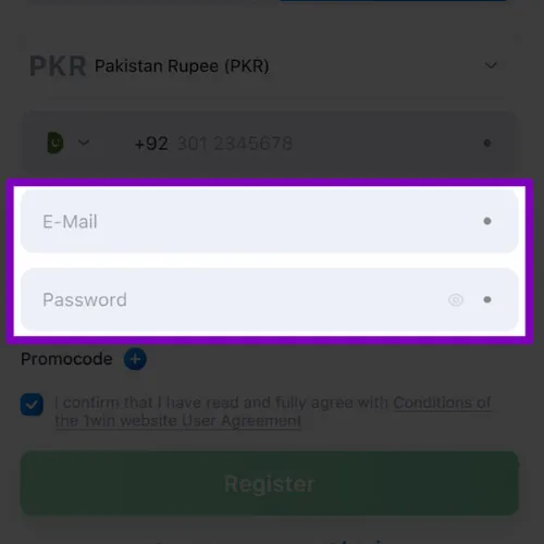 Choose a username and password